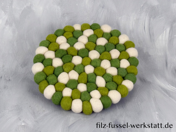 Filz, Untersetzer, Tischdeko, Topfuntersetzer, grün/weiß, rund, Ø 20 cm