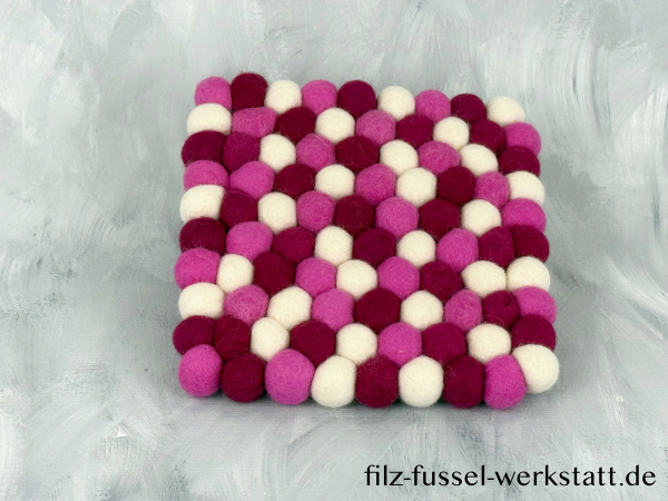 Filz, Untersetzer, Tischdeko, Topfuntersetzer, rosa/weiß, eckig, Ø 20 cm