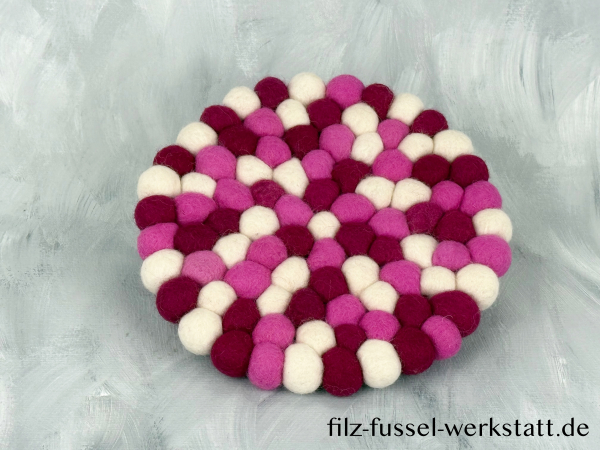 Filz, Untersetzer, Tischdeko, Topfuntersetzer, rosa/weiß, rund, Ø 20 cm