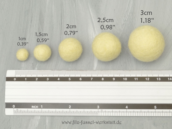 Preview: Filzkugel Größen