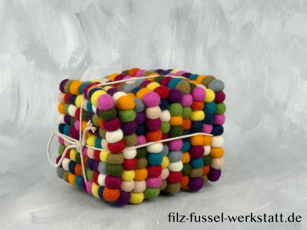 Filz, Glasuntersetzer, Tischdeko, Untersetzer, Filzkugeln, bunt, eckig, Ø 10 cm
