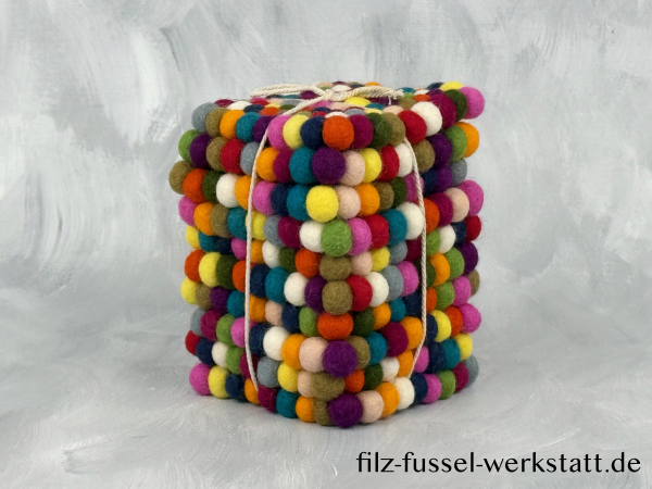 Filz, Glasuntersetzer, Tischdeko, Untersetzer, Filzkugeln, bunt, eckig, Ø 10 cm