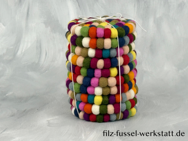 Filz, Glasuntersetzer, Tischdeko, Untersetzer, Filzkugeln, bunt, rund, Ø 10 cm