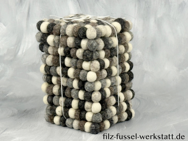 Filz, Glasuntersetzer, Tischdeko, Untersetzer, Filzkugeln, grau/weiß, eckig, Ø 10 cm