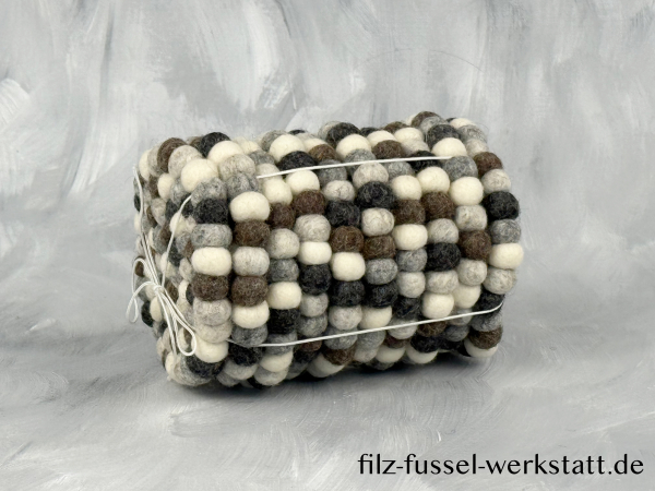 Filz, Glasuntersetzer, Tischdeko, Untersetzer, Filzkugeln, grau/weiß, rund, Ø 10 cm