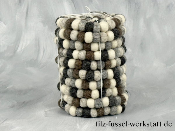 Filz, Glasuntersetzer, Tischdeko, Untersetzer, Filzkugeln, grau/weiß, rund, Ø 10 cm