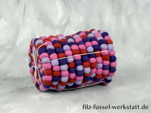 Filz, Glasuntersetzer, Tischdeko, Untersetzer, Filzkugeln, lila/rosa, rund, Ø 10 cm