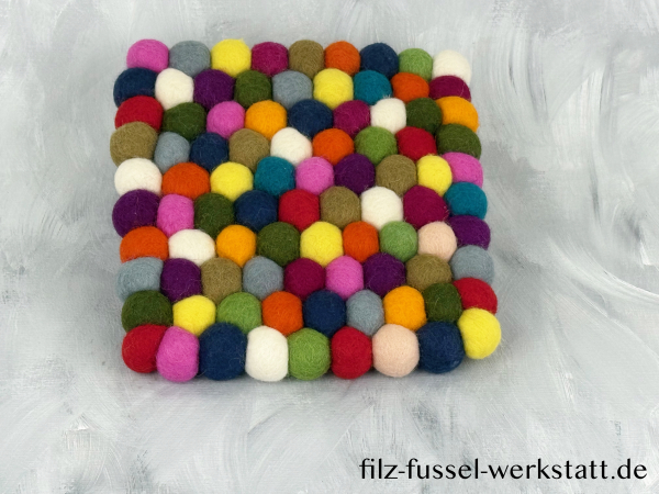 Filz, Untersetzer, Tischdeko, Topfuntersetzer, bunt, eckig, Ø 20 cm