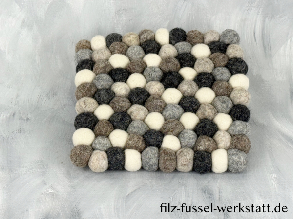 Filz, Untersetzer, Tischdeko, Topfuntersetzer, grau/weiß eckig, Ø 20 cm