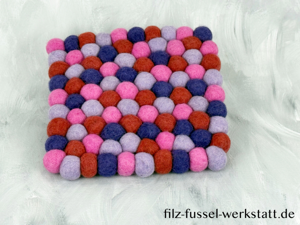 Filz, Untersetzer, Tischdeko, Topfuntersetzer, lila/rosa, eckig, Ø 20 cm