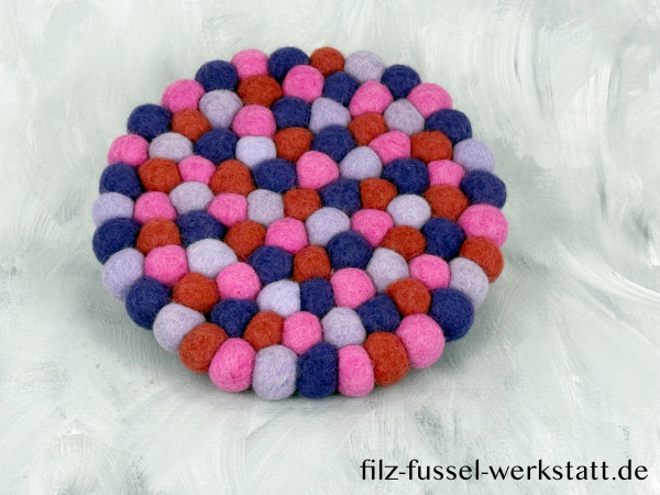 Filz, Untersetzer, Tischdeko, Topfuntersetzer, lila/rosa, rund, Ø 20 cm
