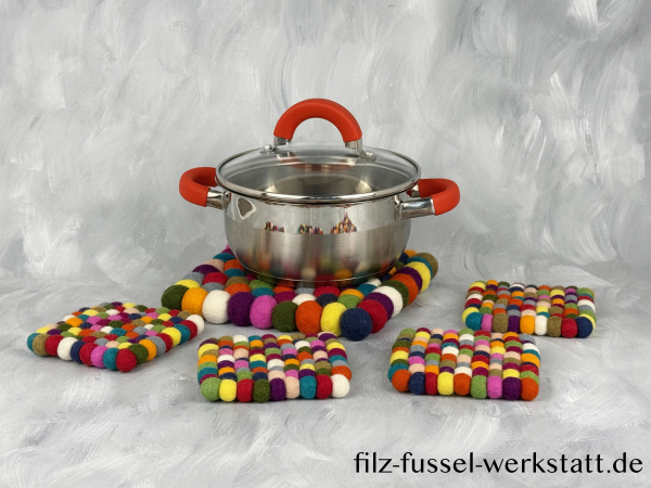 Filz, Untersetzer, Tischdeko, Topfuntersetzer, bunt, eckig, Ø 20 cm