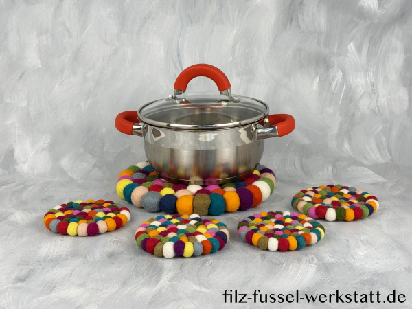 Filz, Untersetzer, Tischdeko, Topfuntersetzer, bunt, rund, Ø 20 cm