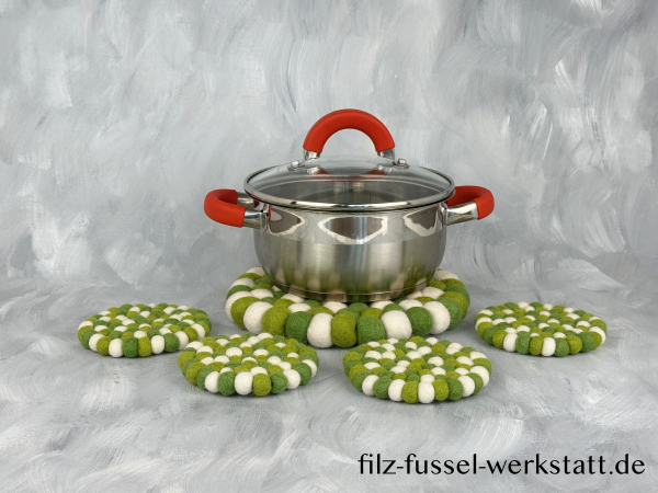 Filz, Untersetzer, Tischdeko, Topfuntersetzer, grün/weiß, rund, Ø 20 cm