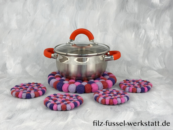 Filz, Untersetzer, Tischdeko, Topfuntersetzer, lila/rosa, rund, Ø 20 cm
