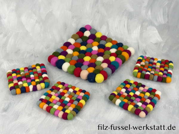 Filz, Untersetzer, Tischdeko, Topfuntersetzer, bunt, eckig, Ø 20 cm