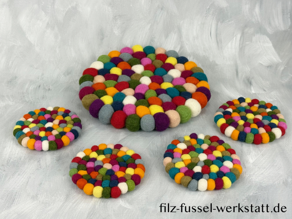 Filz, Untersetzer, Tischdeko, Topfuntersetzer, bunt, rund, Ø 20 cm