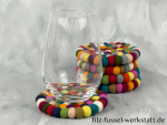 Filz, Glasuntersetzer, Tischdeko, Untersetzer, Filzkugeln, bunt, rund, Ø 10 cm